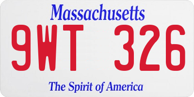 MA license plate 9WT326