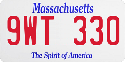 MA license plate 9WT330
