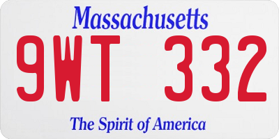 MA license plate 9WT332