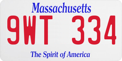 MA license plate 9WT334