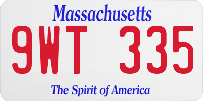MA license plate 9WT335