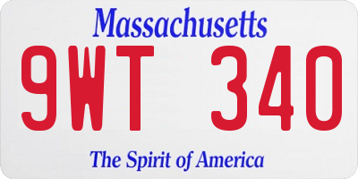 MA license plate 9WT340