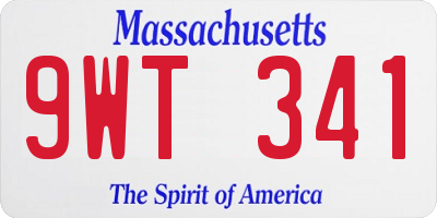 MA license plate 9WT341