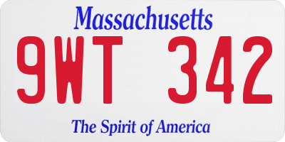 MA license plate 9WT342