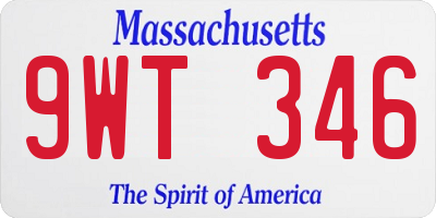 MA license plate 9WT346