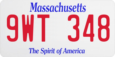 MA license plate 9WT348
