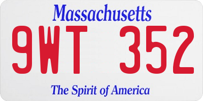 MA license plate 9WT352