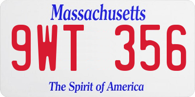 MA license plate 9WT356