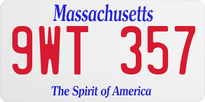 MA license plate 9WT357