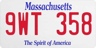 MA license plate 9WT358