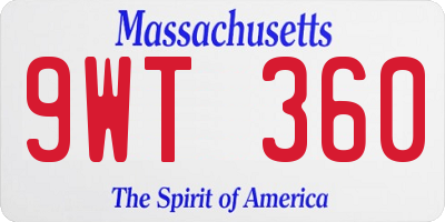 MA license plate 9WT360