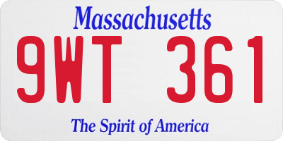 MA license plate 9WT361