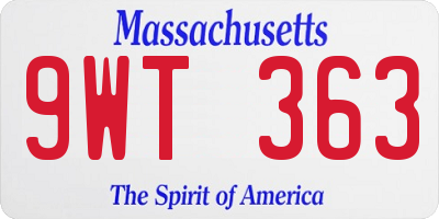 MA license plate 9WT363