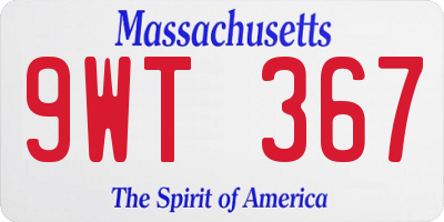 MA license plate 9WT367