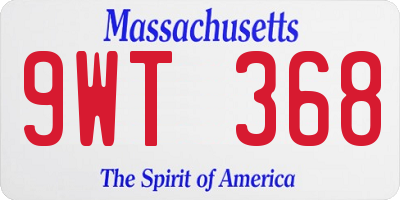 MA license plate 9WT368