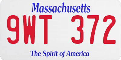 MA license plate 9WT372