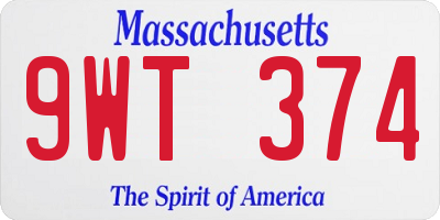 MA license plate 9WT374