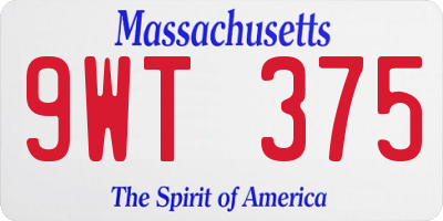 MA license plate 9WT375