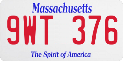 MA license plate 9WT376