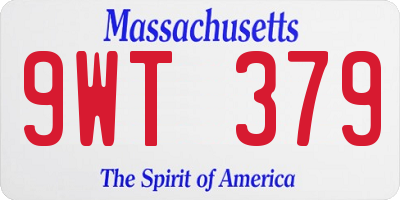 MA license plate 9WT379