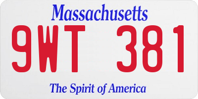 MA license plate 9WT381