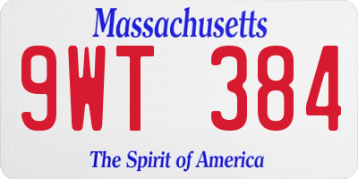 MA license plate 9WT384