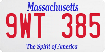 MA license plate 9WT385