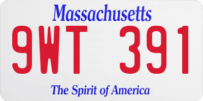 MA license plate 9WT391