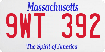 MA license plate 9WT392