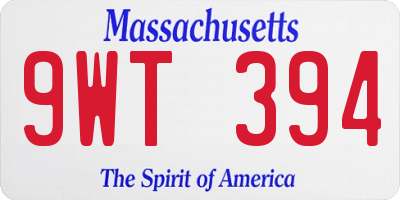 MA license plate 9WT394