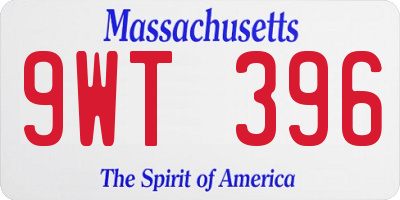 MA license plate 9WT396