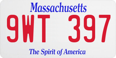 MA license plate 9WT397