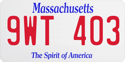 MA license plate 9WT403