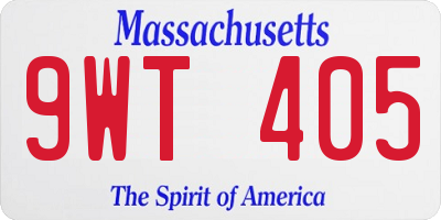 MA license plate 9WT405
