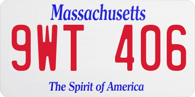 MA license plate 9WT406
