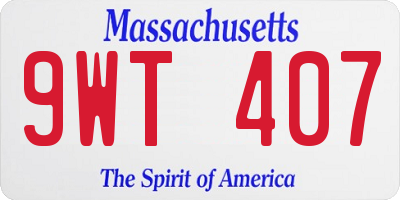 MA license plate 9WT407