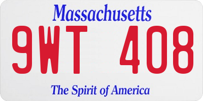 MA license plate 9WT408