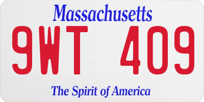 MA license plate 9WT409