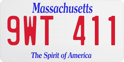 MA license plate 9WT411