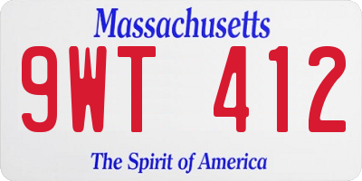 MA license plate 9WT412
