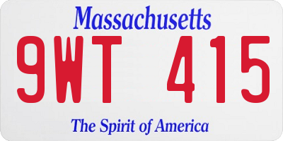 MA license plate 9WT415