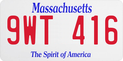 MA license plate 9WT416
