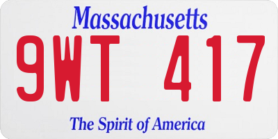 MA license plate 9WT417