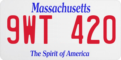 MA license plate 9WT420