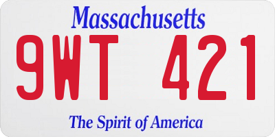 MA license plate 9WT421