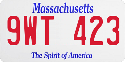 MA license plate 9WT423