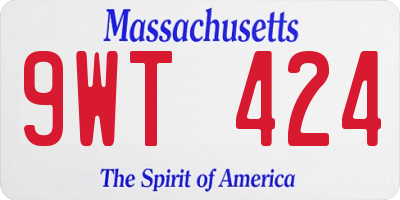 MA license plate 9WT424