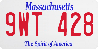 MA license plate 9WT428