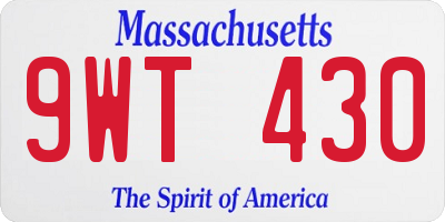 MA license plate 9WT430