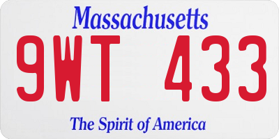 MA license plate 9WT433